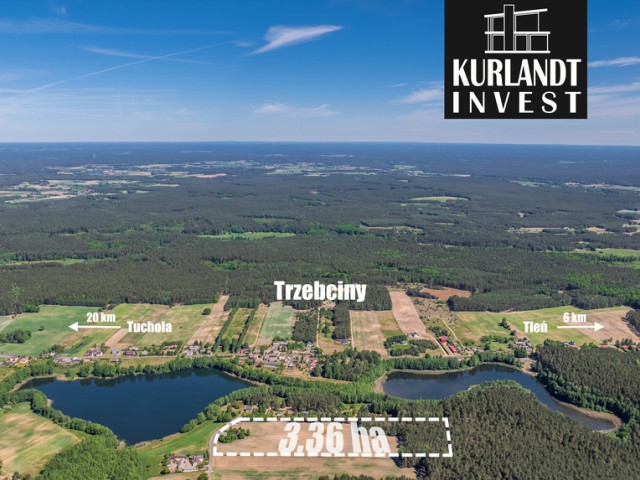Siedlisko 3,36 ha z widokiem na jezioro Trzebciny